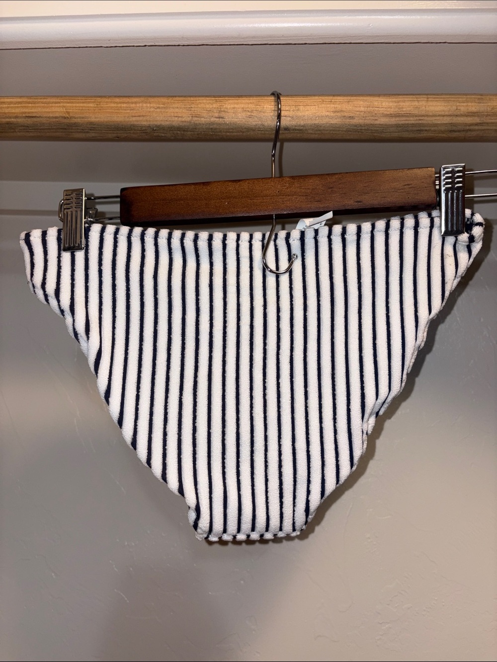 aerie Navy & White Vertical Stripe Bikini Bottom - Picture 3 of 5